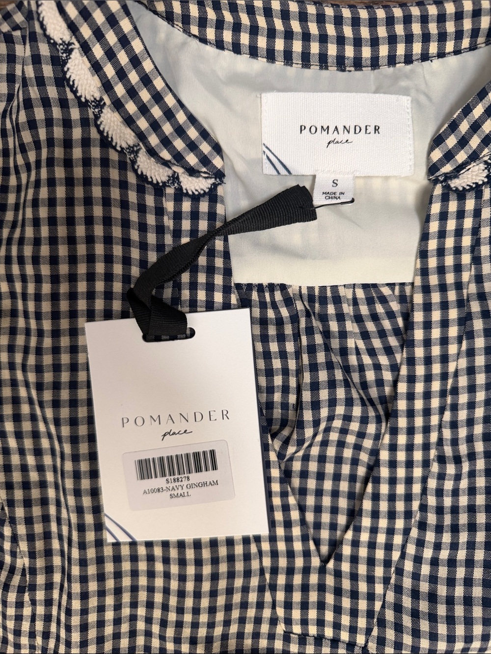 POMANDER PLACE NavyGingham Kenzo Dress Size S NWT - Picture 3 of 4